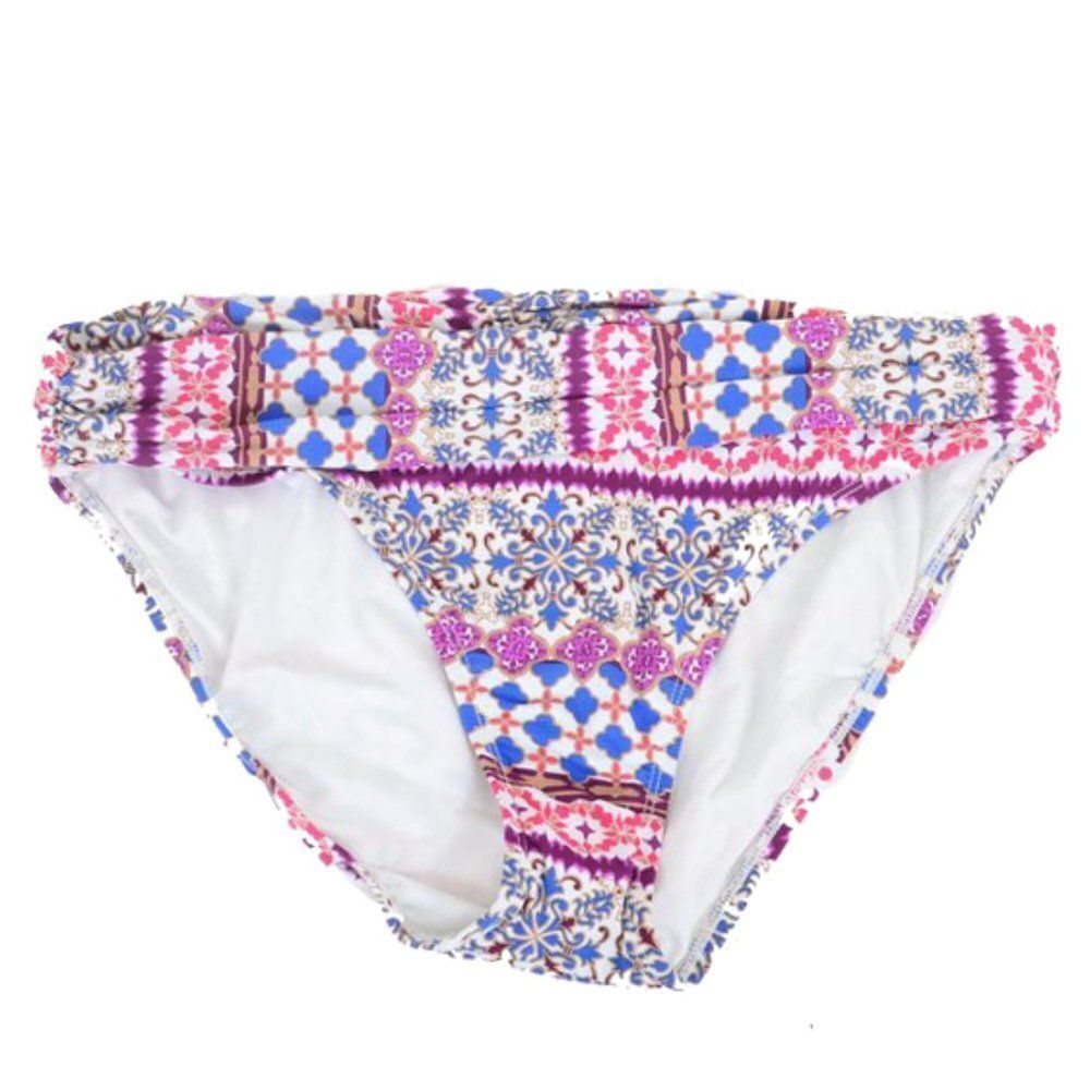 LA BLANCA LB5KN95 Road Trip Plum Blue Bandeau Hipster Bikini Bottom Size 10